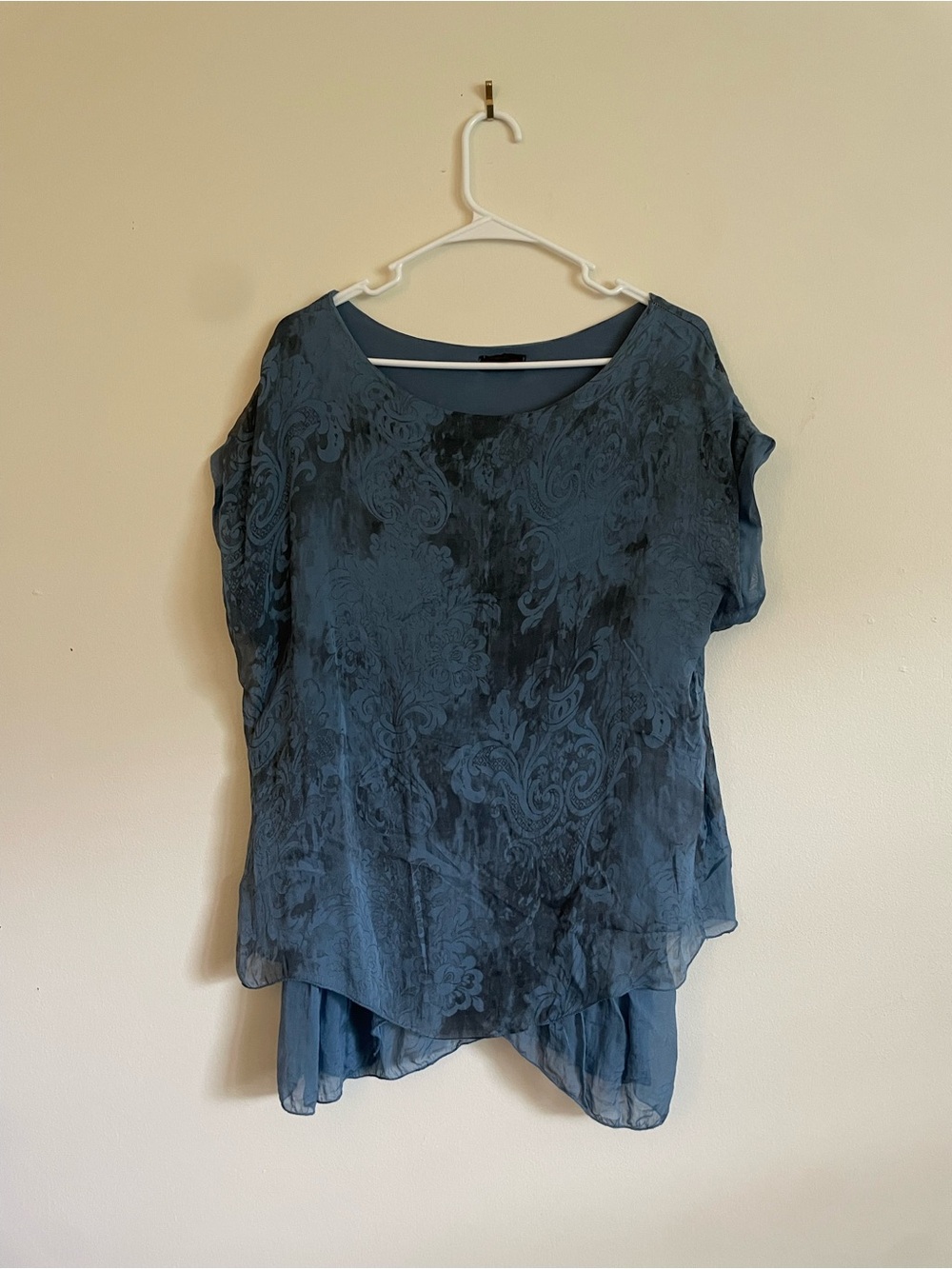 Women's Blue Layered Silk Top